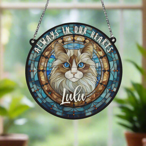 Cat Ragdoll Memorial Stained Glass Effect Suncatcher